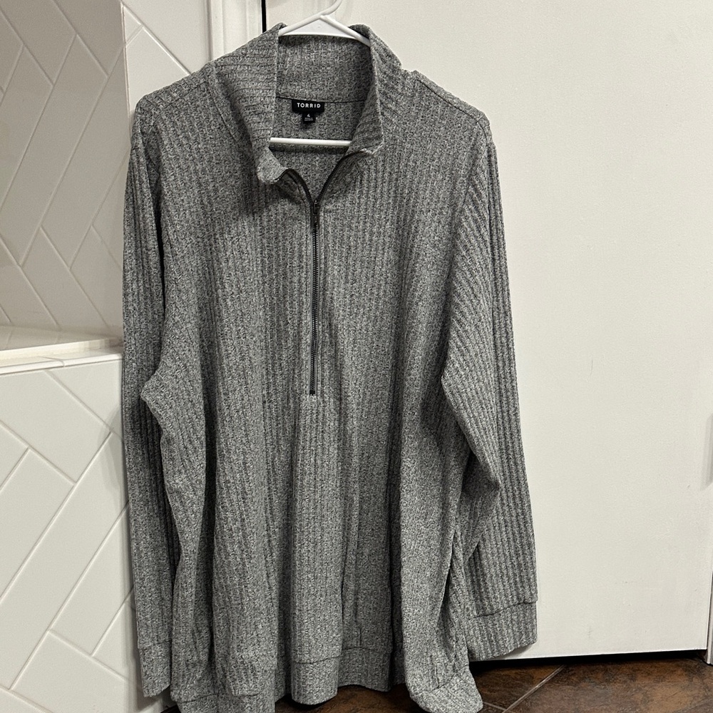 Torrid Men's Gray Zip-Up Sweater